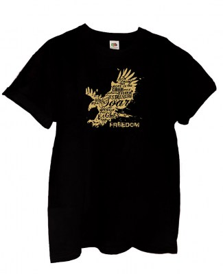 Boyfriend T-shirt FRUIT OF THE LOOM Gold Eagle σε μαύρο χρώμα.